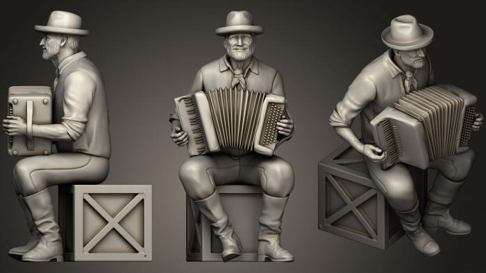 نموذج ثلاثي الأبعاد لآلة CNC تماثيل الناس موسيقي الشارع